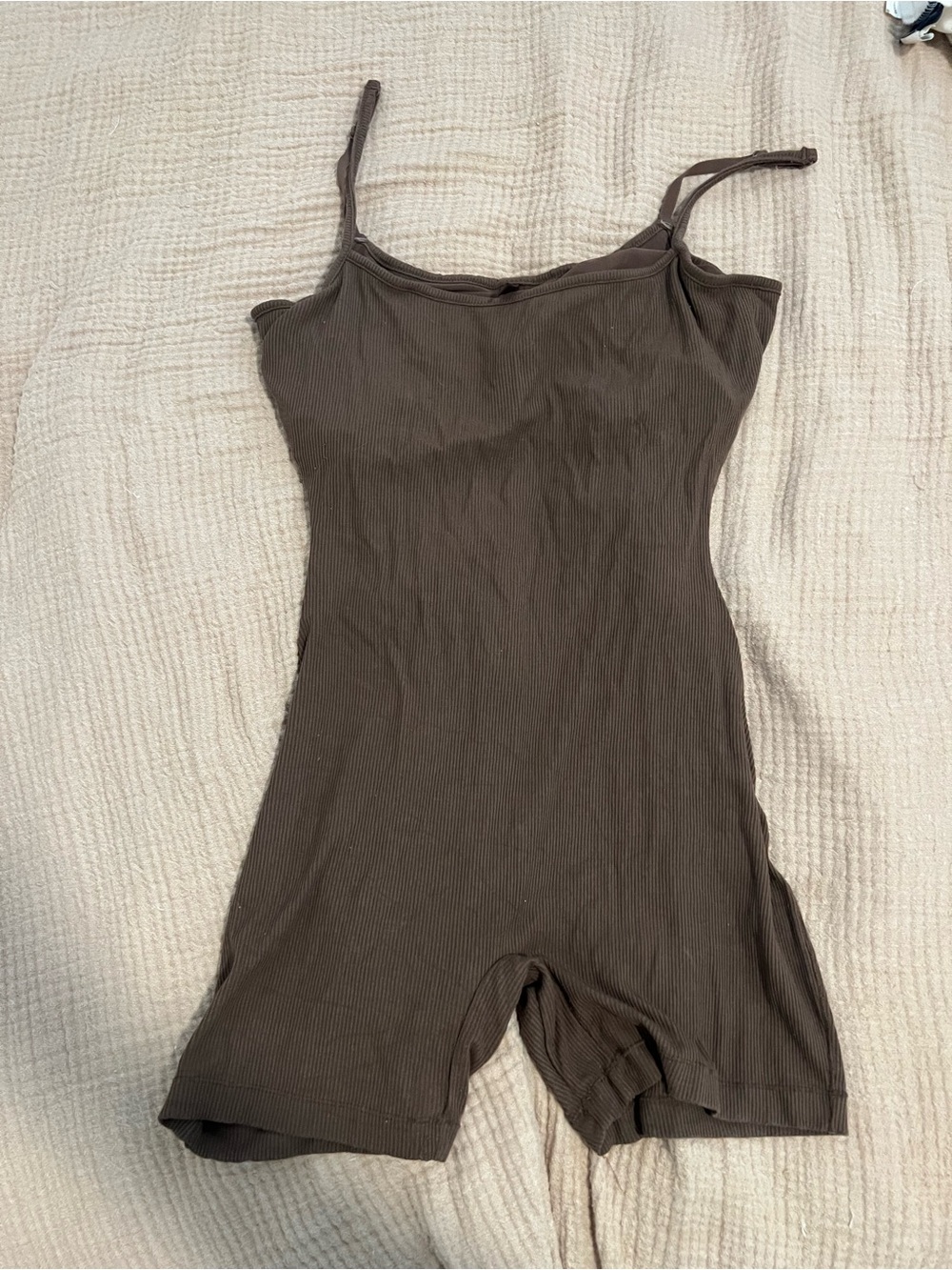 SKIMS Ribbed Brown Seamless Romper